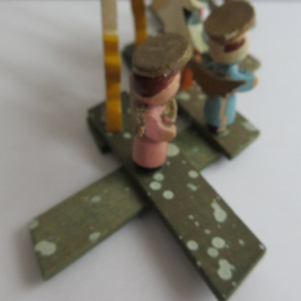 Mini Wooden Choir Angels, Tree, Candles Expanding Accordion Decoration Japan Vtg - Picture 8 of 16